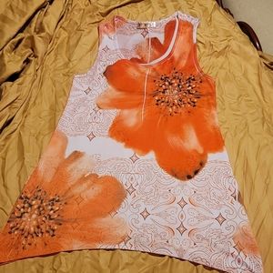 Agenda Orange Floral Shark Bite top